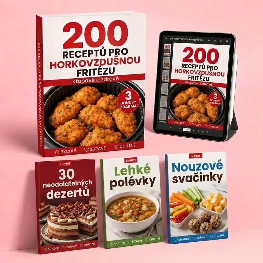 Kompletní balíček: 200 receptů + 3 bonusy zdarma v PDF