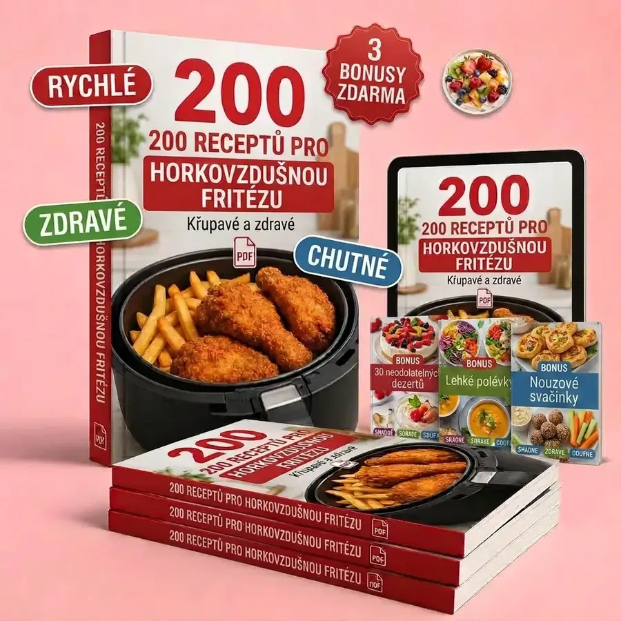 Náhled digitálního balíčku: 200 zdravých receptů do fritézy na horký vzduch